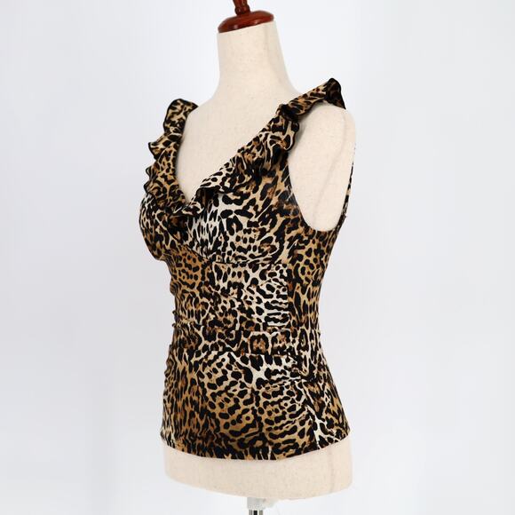 DKNY Women Animal Print Ruffled V-Neck Tummy-Control Swim Tankini Top Size S - Picture 2 of 3